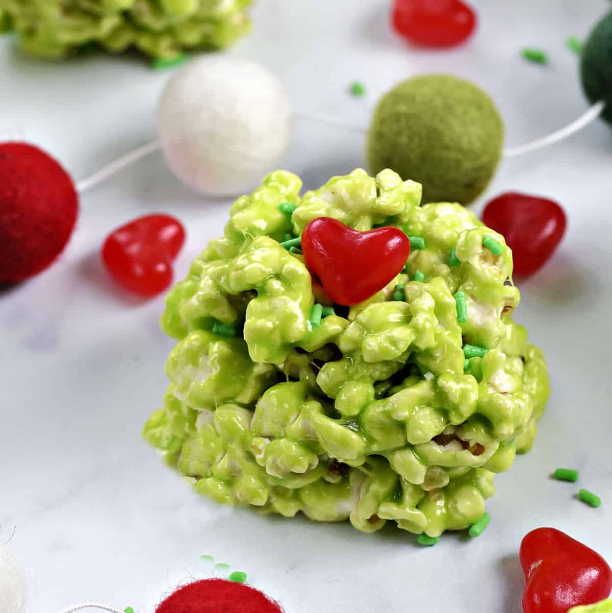 Grinch Marshmallow Popcorn Balls