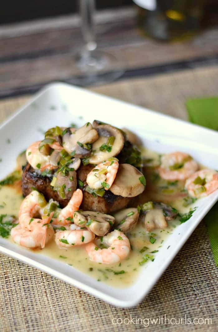 Beef Tenderloin with Shrimp and Mushroom Sauce