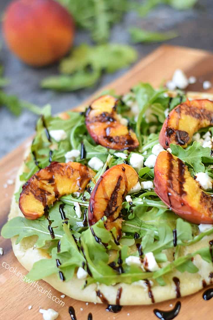 Grilled Peach and Arugula Pizza