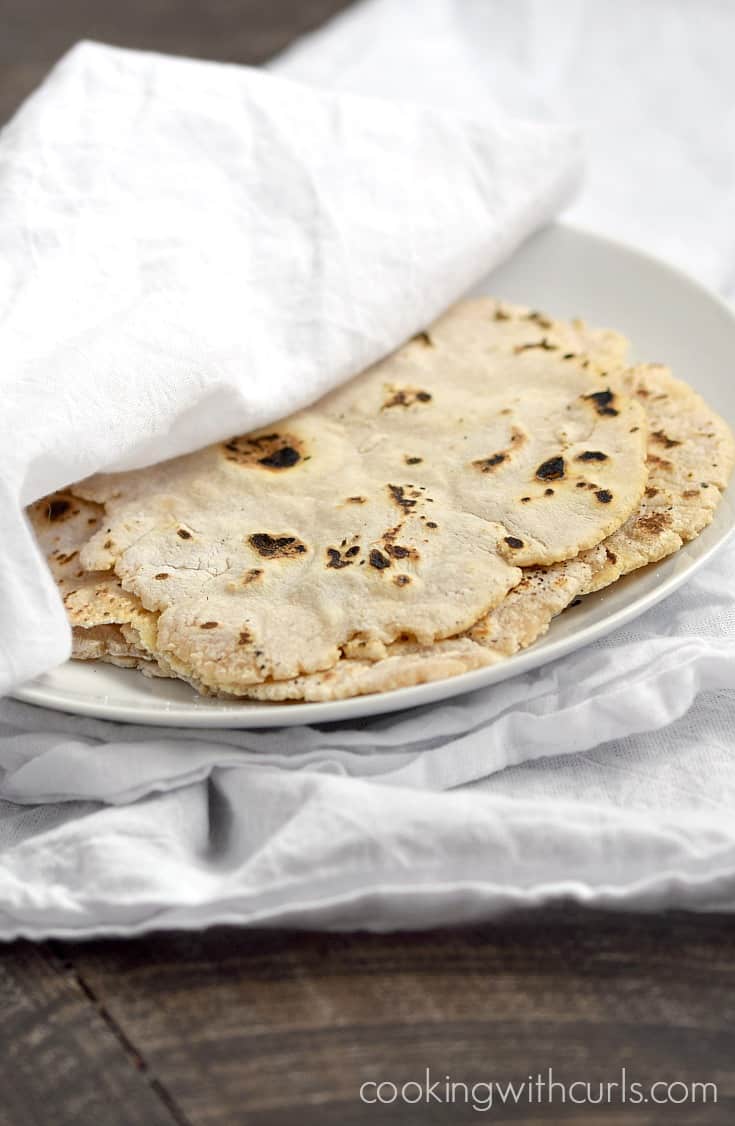 Hot, fresh Cassava Flour Tortillas right off the skillet | cookingwithcurls.com