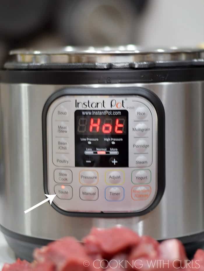 Instant Pot set to HOT