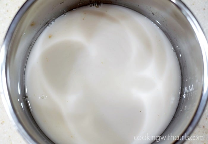 Milk in a pressure cooker.