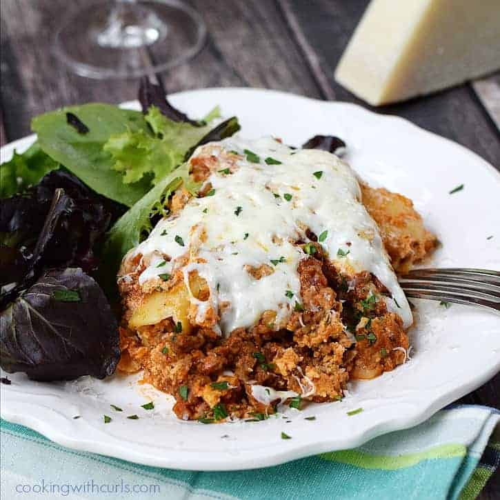 My favorite Lasagna recipe made easy in a Slow Cooker | cookingwithcurls.com