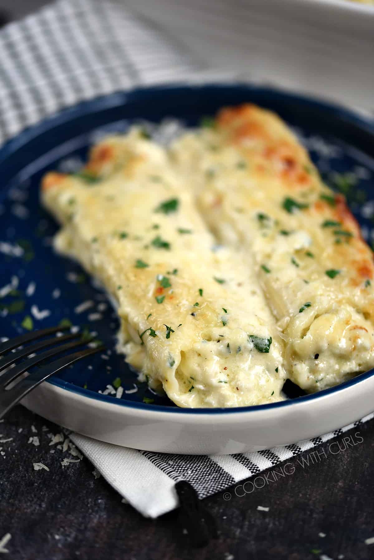 Chicken Alfredo Stuffed Manicotti